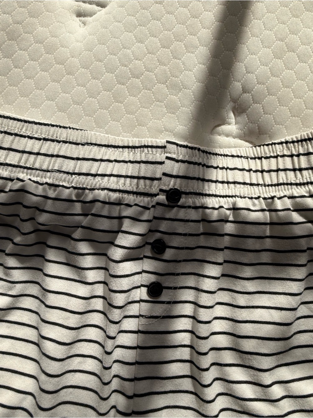 Striped Lace-Trim Sleep Shorts - Black/White - Picture 3 of 4
